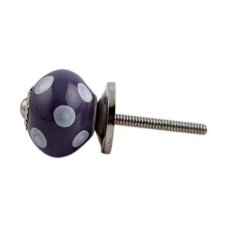 Purple Polka Dot Small Ceramic Cabinet Knob